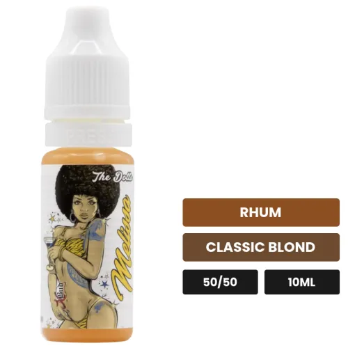 E-liquide Melissa de Liquideo, 10 ml, saveurs rhum et classic blond.