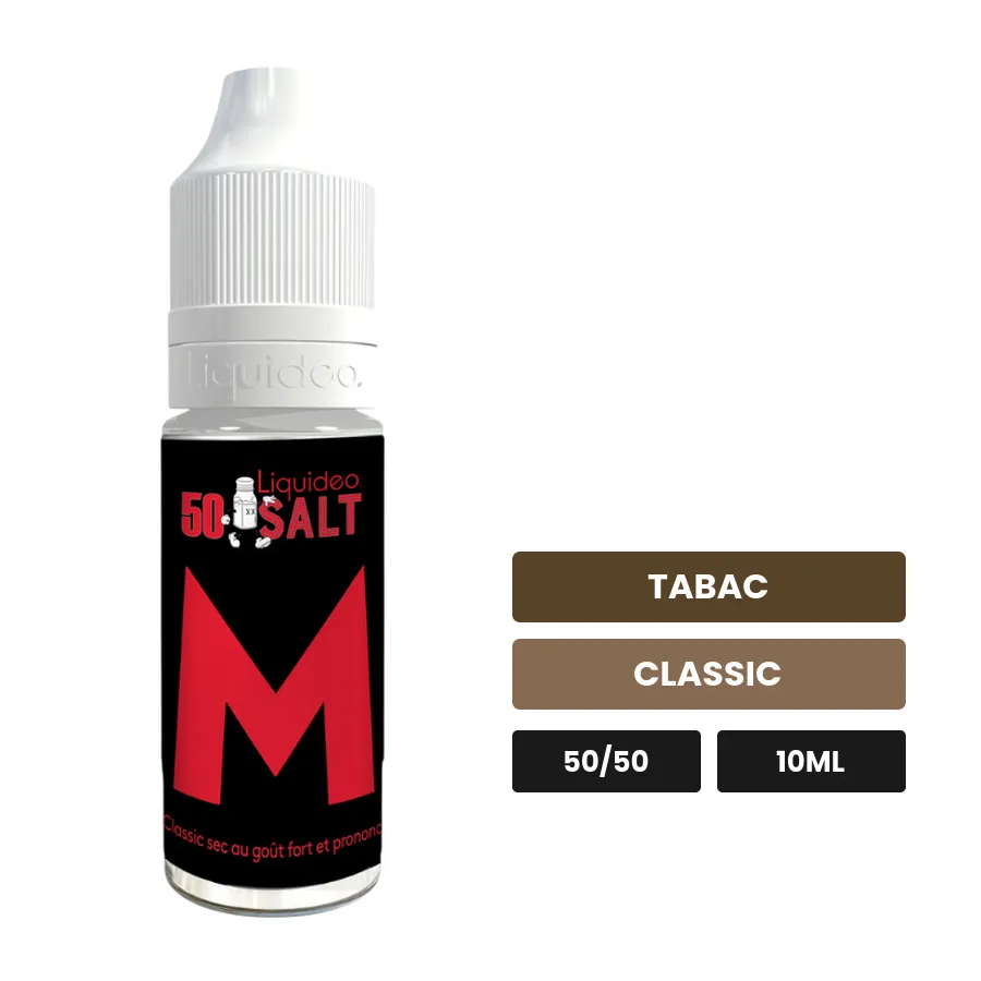 E-liquide M Evolution de Liquideo, 10 ml, saveurs tabac et classic.
