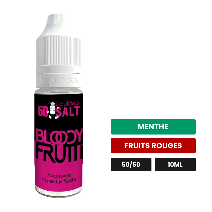 E-liquide Bloody Frutti de Liquideo, 10 ml, saveurs menthe et fruits rouges.