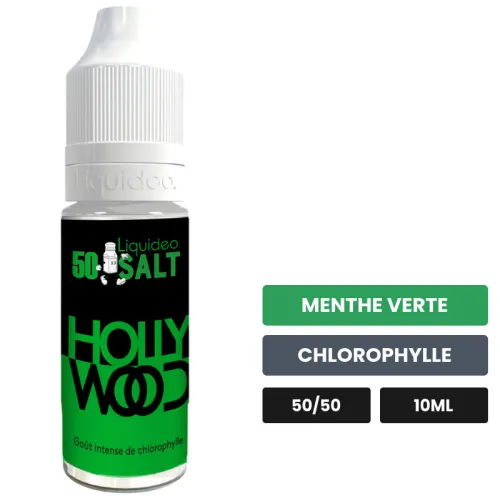 E-liquide Hollywood de Liquideo, 10 ml, saveurs menthe verte et chlorophylle.