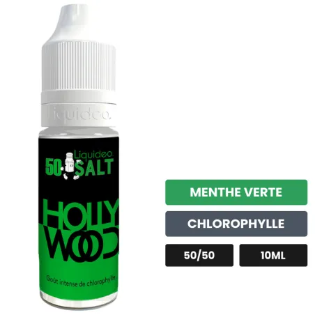 E-liquide Hollywood de Liquideo, 10 ml, saveurs menthe verte et chlorophylle.