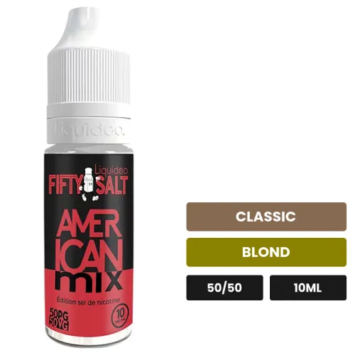 E-liquide American Mix de Liquideo, 10 ml, saveurs classic et blond.
