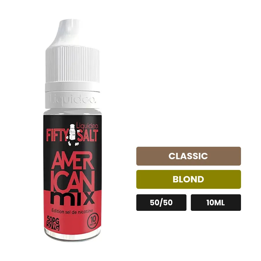E-liquide American Mix de Liquideo, 10 ml, saveurs classic et blond.