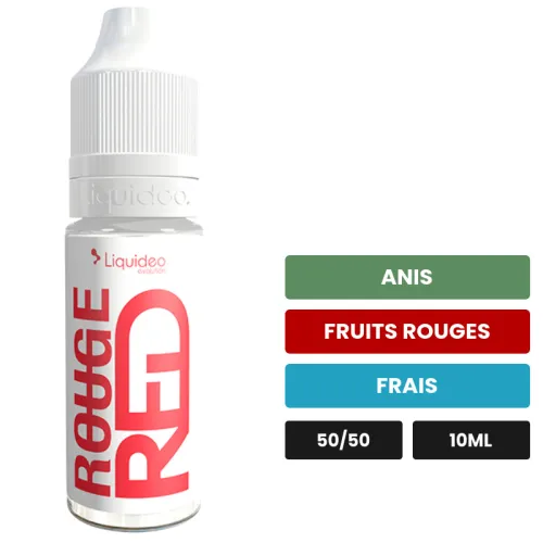E-liquide Rouge de Liquideo, 10 ml, saveurs anis, fruits rouges et frais.