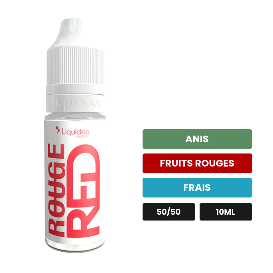 E-liquide Rouge de Liquideo, 10 ml, saveurs anis, fruits rouges et frais.