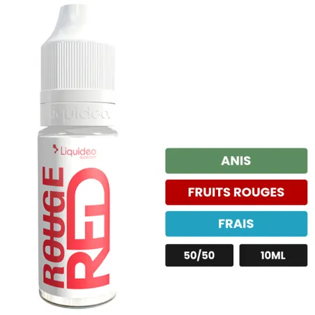 E-liquide Rouge de Liquideo, 10 ml, saveurs anis, fruits rouges et frais.