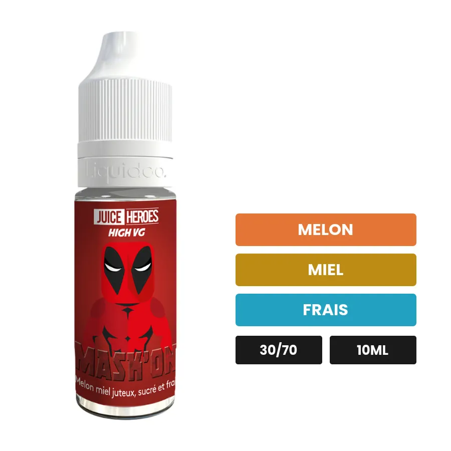 E-liquide Mask'On de Liquideo, 10 ml, saveurs melon, miel et frais.