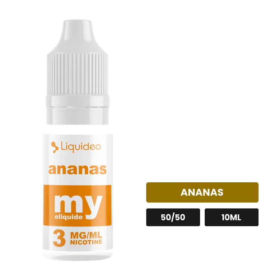 E-liquide Ananas de Liquideo, 10 ml, saveur ananas.