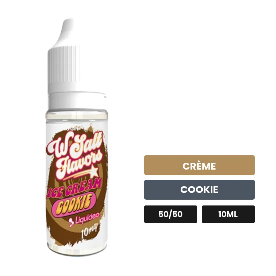 E-liquide Ice Cream Cookie Liquide de Liquideo, 10 ml, saveurs crème et cookie.