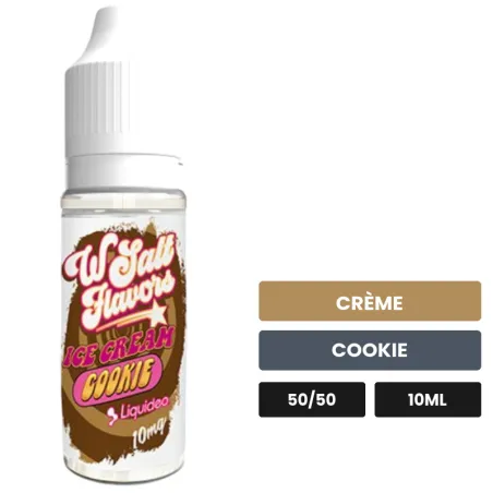E-liquide Ice Cream Cookie Liquide de Liquideo, 10 ml, saveurs crème et cookie.