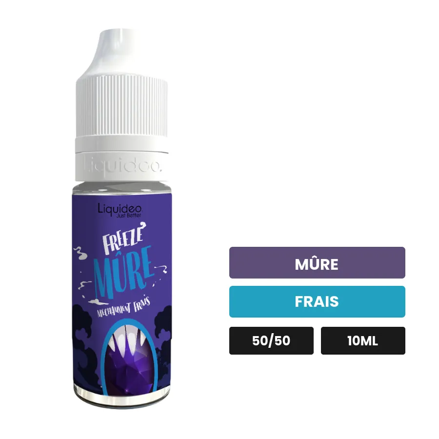 E-liquide Mure de Liquideo, 10 ml, saveurs mûre et frais.