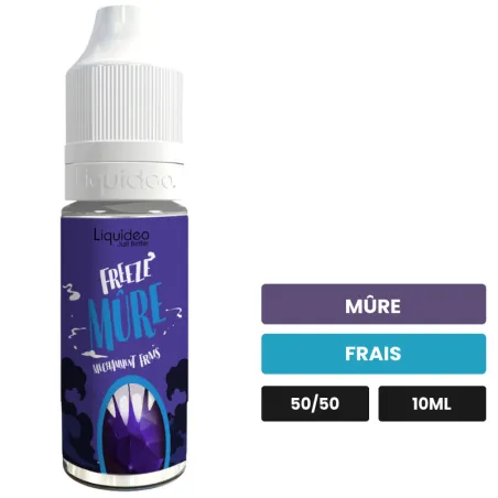 E-liquide Mure de Liquideo, 10 ml, saveurs mûre et frais.