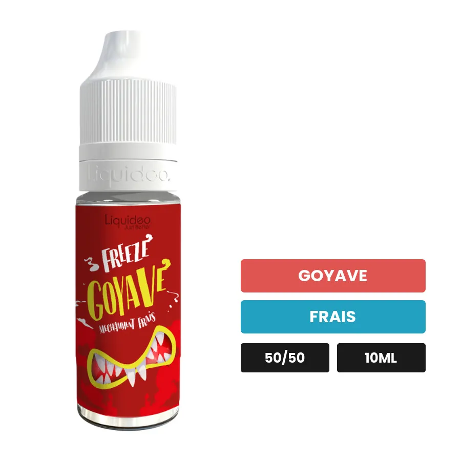 E-liquide Goyave de Liquideo, 10 ml, saveurs goyave et frais.