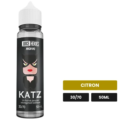 E-liquide Katz de Liquideo, 50 ml, saveur citron, sans nicotine — prêt à booster de nicotine.