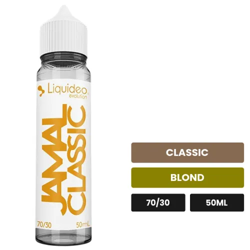 E-liquide Jamal Classic de Liquideo, 50 ml, saveurs classic et blond, sans nicotine — prêt à booster de nicotine.