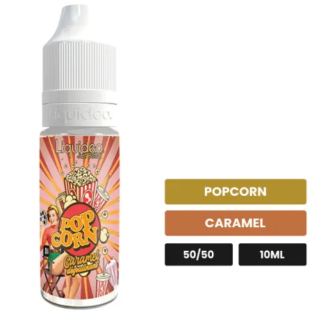 E-liquide Pop Corn de Liquideo, 10 ml, saveurs popcorn et caramel, 3 mg de nicotine.