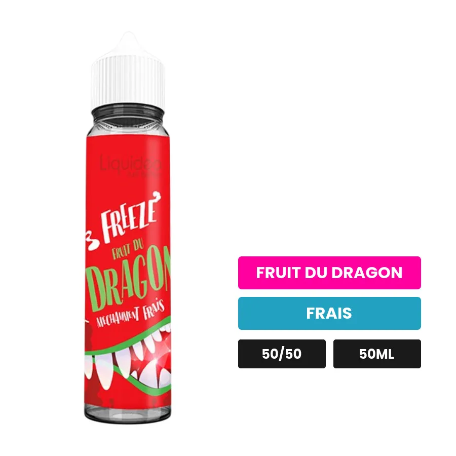 E-liquide Ice Dragon de Liquideo, 50 ml, saveurs fruit du dragon et frais, sans nicotine — prêt à booster de nicotine.