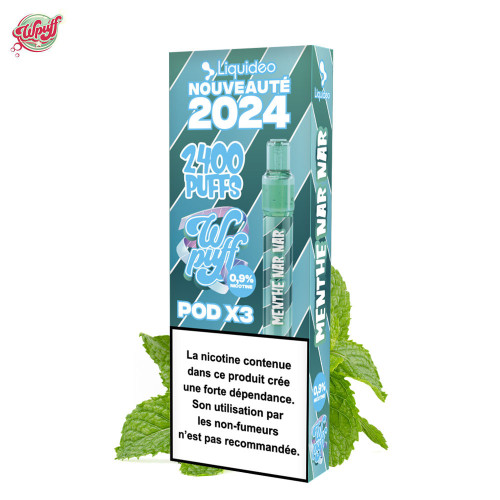 Kit Menthe Nar Nar batterie + 3 cartouches 2400 puffs - Wpuff 2.0 by Liquideo