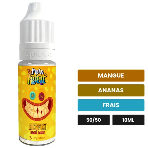 E-liquide Sacripant de Liquideo, 10 ml, saveurs mangue, ananas et frais, 3 mg de nicotine.
