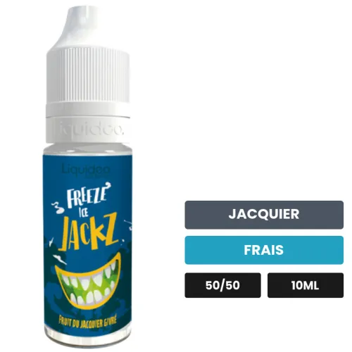 E-liquide Ice Jackz de Liquideo, 10 ml, saveurs jacquier et frais, 3 mg de nicotine.