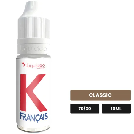 E-liquide K Français de Liquideo, 10 ml, saveur classic, 3 mg de nicotine.