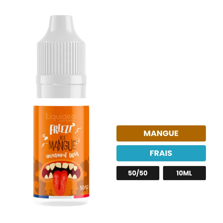 E-liquide Ice Mangue de Liquideo, 10 ml, saveurs mangue et frais.
