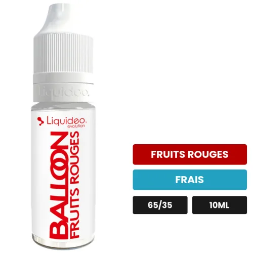 E-liquide Balloon de Liquideo, 10 ml, saveurs fruits rouges et frais.