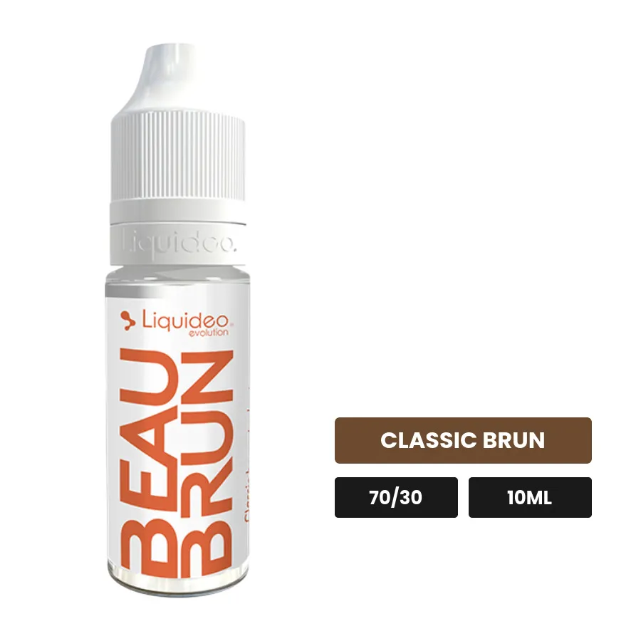 E-liquide Beau Brun de Liquideo, 10 ml, saveur classic brun.