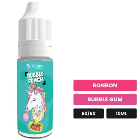 E-liquide Bubble Punch de Liquideo, 10 ml, saveurs bonbon et bubble gum.