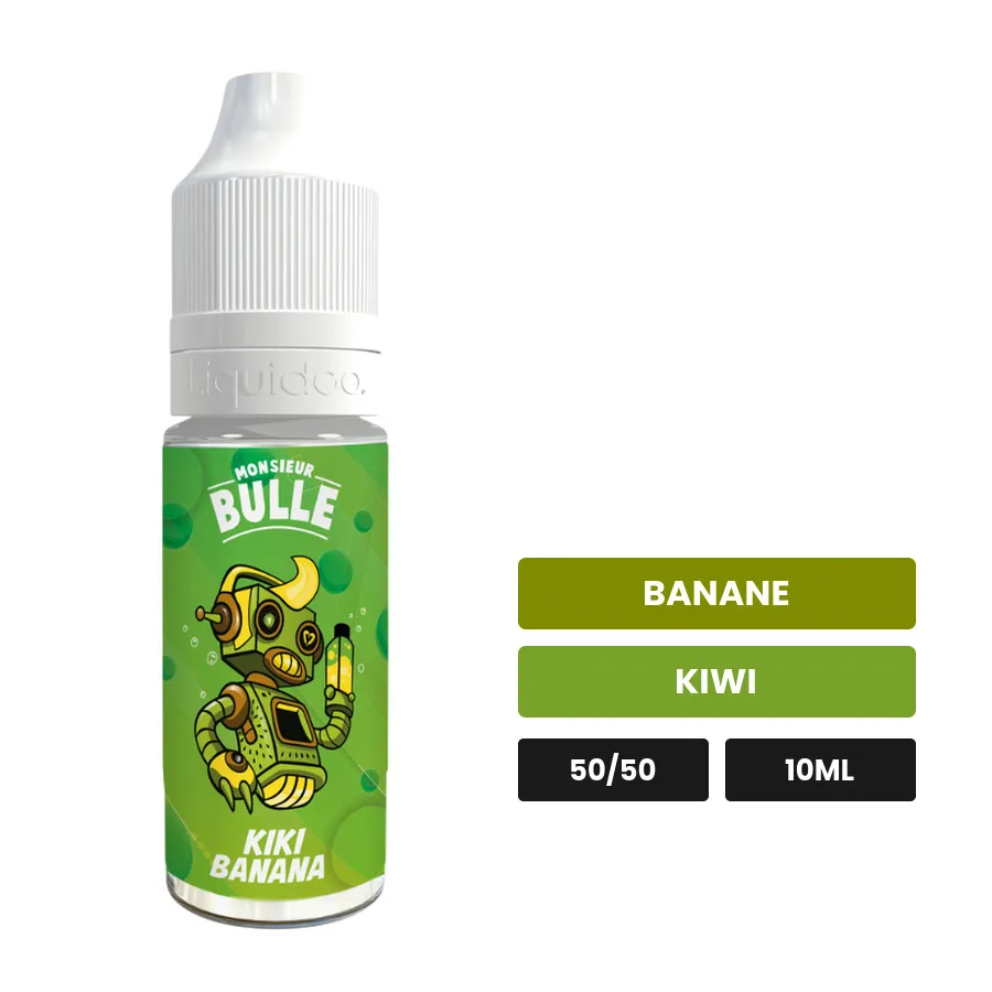 E-liquide Kiki Banana de Liquideo, 10 ml, saveurs banane et kiwi.