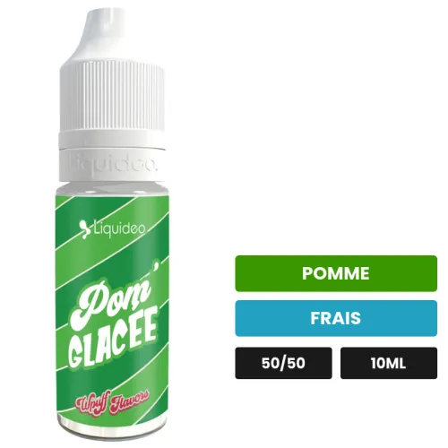 E-liquide Pom Glacé de Liquideo, 10 ml, saveurs pomme et frais.