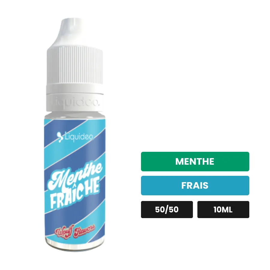E-liquide Menthe Fraiche de Liquideo, 10 ml, saveurs menthe et frais, 3 mg de nicotine.