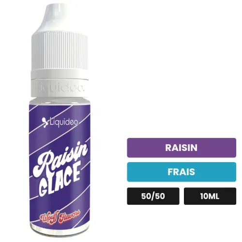 E-liquide Raisin Glacé de Liquideo, 10 ml, saveurs raisin et frais.