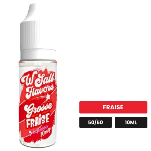E-liquide Grosse Fraise de Liquideo, 10 ml, saveur fraise, 10 mg de nicotine.