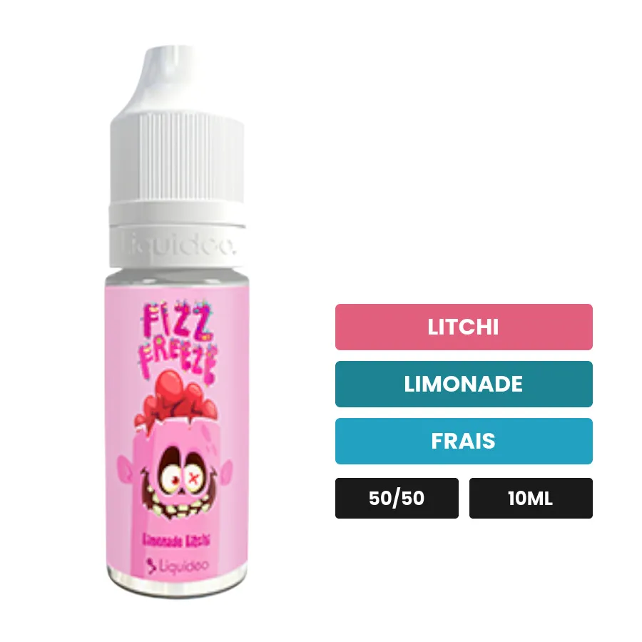 E-liquide Limonade Litchi de Liquideo, 10 ml, saveurs litchi, limonade et frais.