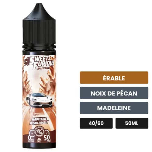 E-liquide Rallye Raid de Vape Maker, 50 ml, saveurs érable, noix de pécan et madeleine, sans nicotine — prêt à booster de.