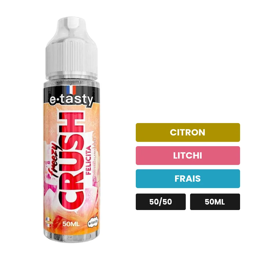 E-liquide Felicita d'E.Tasty, 50 ml, saveurs citron, litchi et frais.