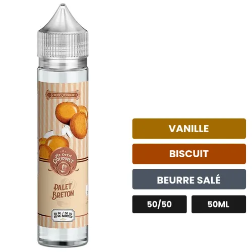 E-liquide Palet Breton de Savourea, 50 ml, saveurs vanille, biscuit et beurre salé.