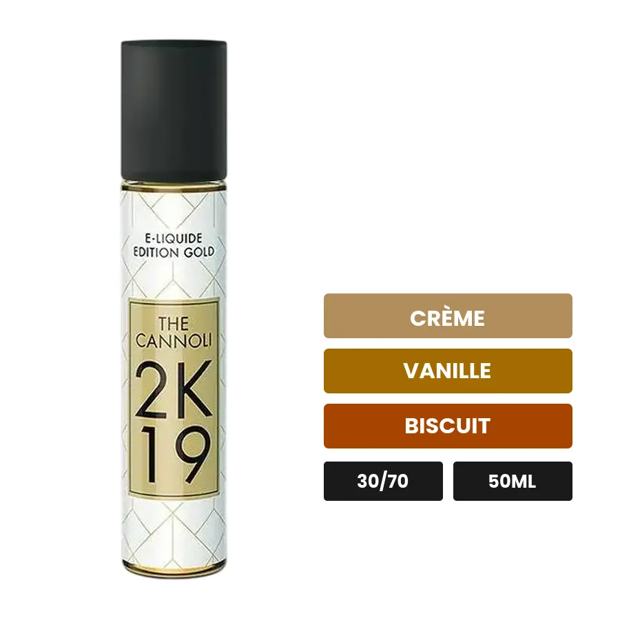 E-liquide The Cannoli 2k19 de Savourea, 50 ml, saveurs crème, vanille et biscuit.