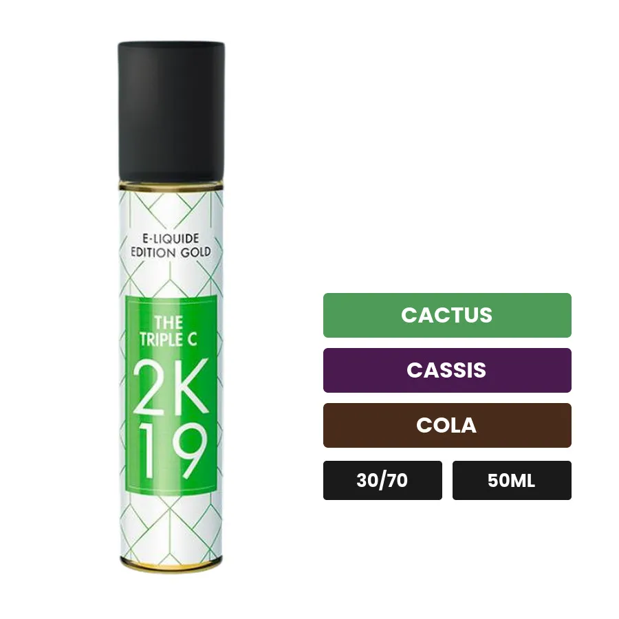 E-liquide Triple C 2k19 de Savourea, 50 ml, saveurs cactus, cassis et cola.