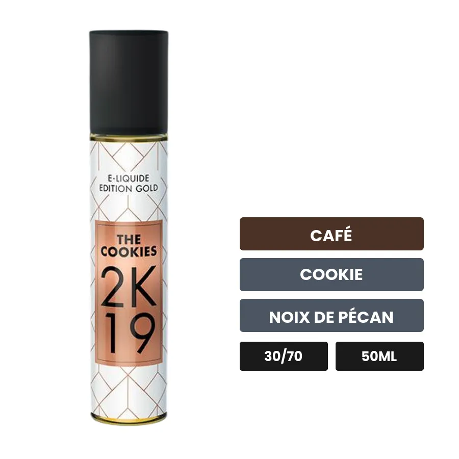 E-liquide The Cookies 2k19 de Savourea, 50 ml, saveurs café, cookie et noix de pécan.