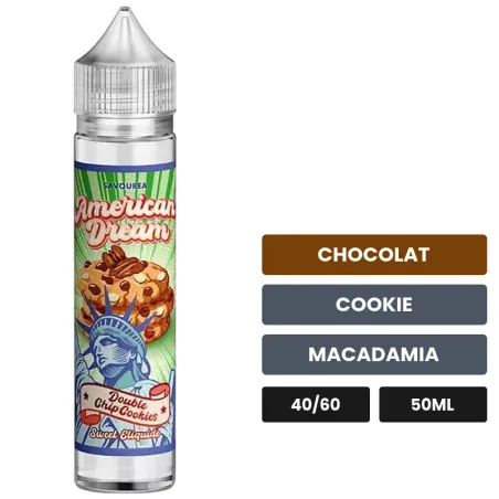 E-liquide Double Chip Cookies de Savourea, 50 ml, saveurs chocolat, cookie et macadamia.