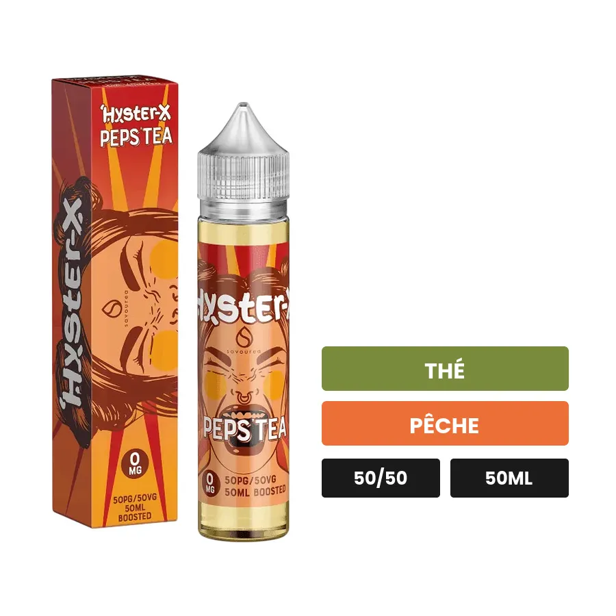 E-liquide Peps Tea Hyster de Savourea, 50 ml, saveurs thé et pêche.
