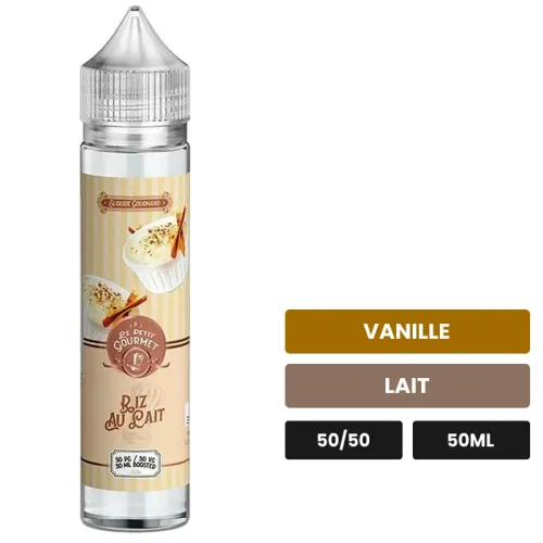 E-liquide Riz au Lait de Savourea, 50 ml, saveurs vanille et lait.