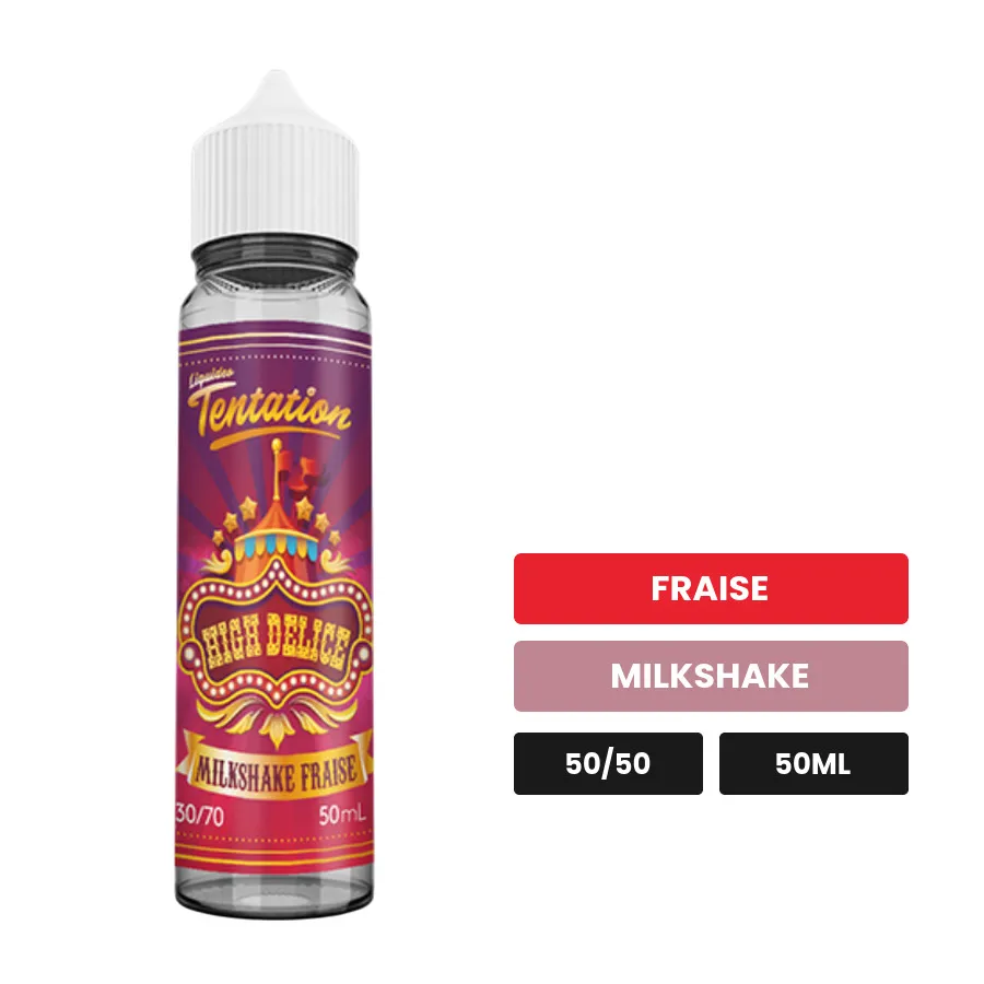 E-liquide Milkshake Fraise de Liquideo, 50 ml, saveurs fraise et milkshake.