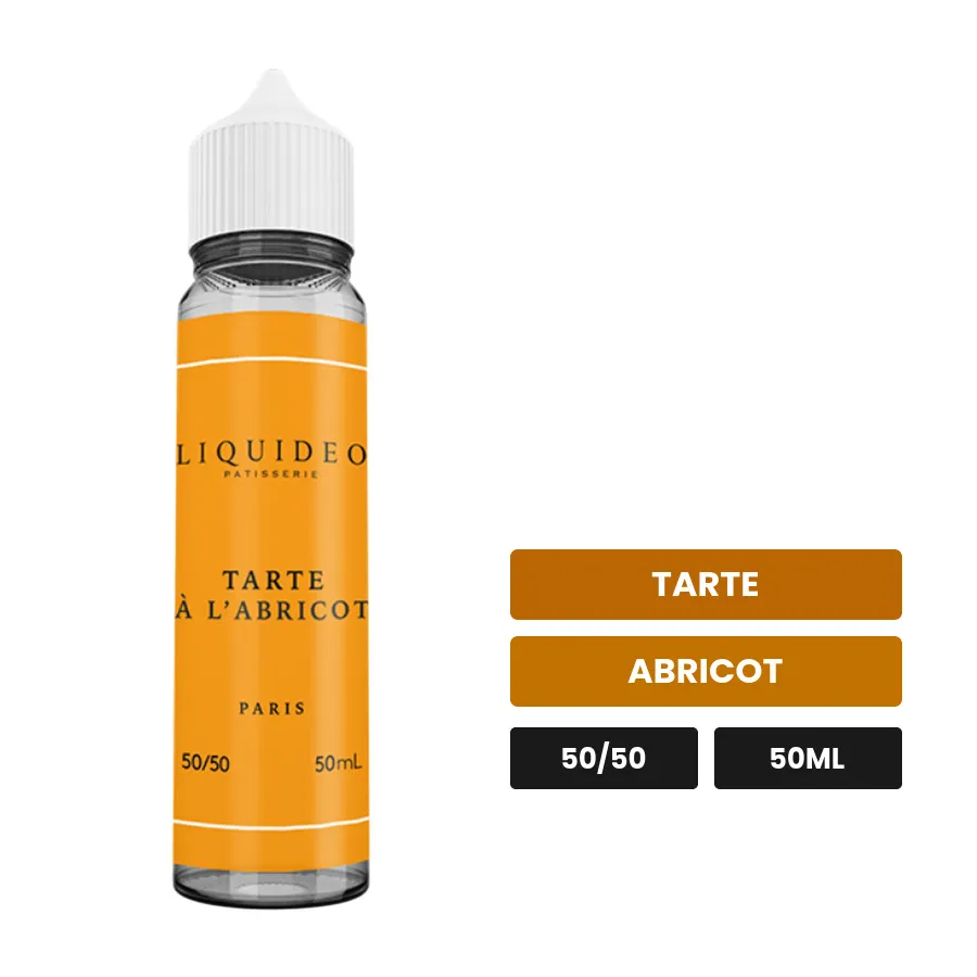 E-liquide Tarte a L Abricot de Liquideo, 50 ml, saveurs tarte et abricot.