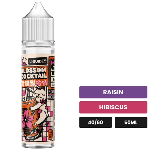 E-liquide Blossom Cocktail de Liquideo, 50 ml, saveurs raisin et hibiscus.