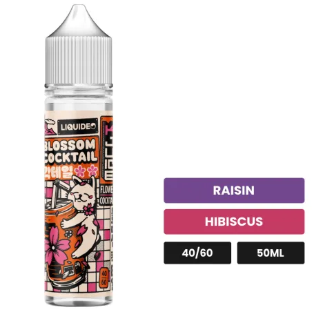 E-liquide Blossom Cocktail de Liquideo, 50 ml, saveurs raisin et hibiscus.