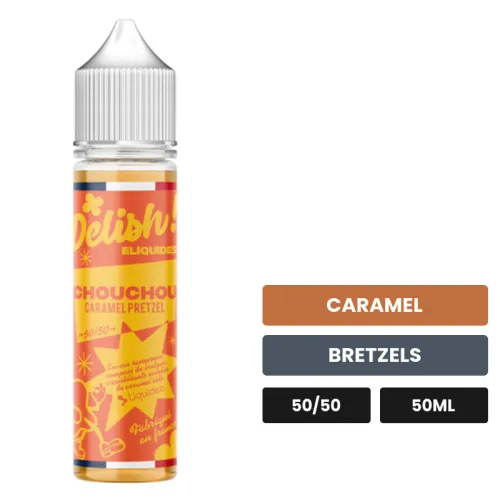 E-liquide Chouchou de Liquideo, 50 ml, saveurs caramel et bretzels.