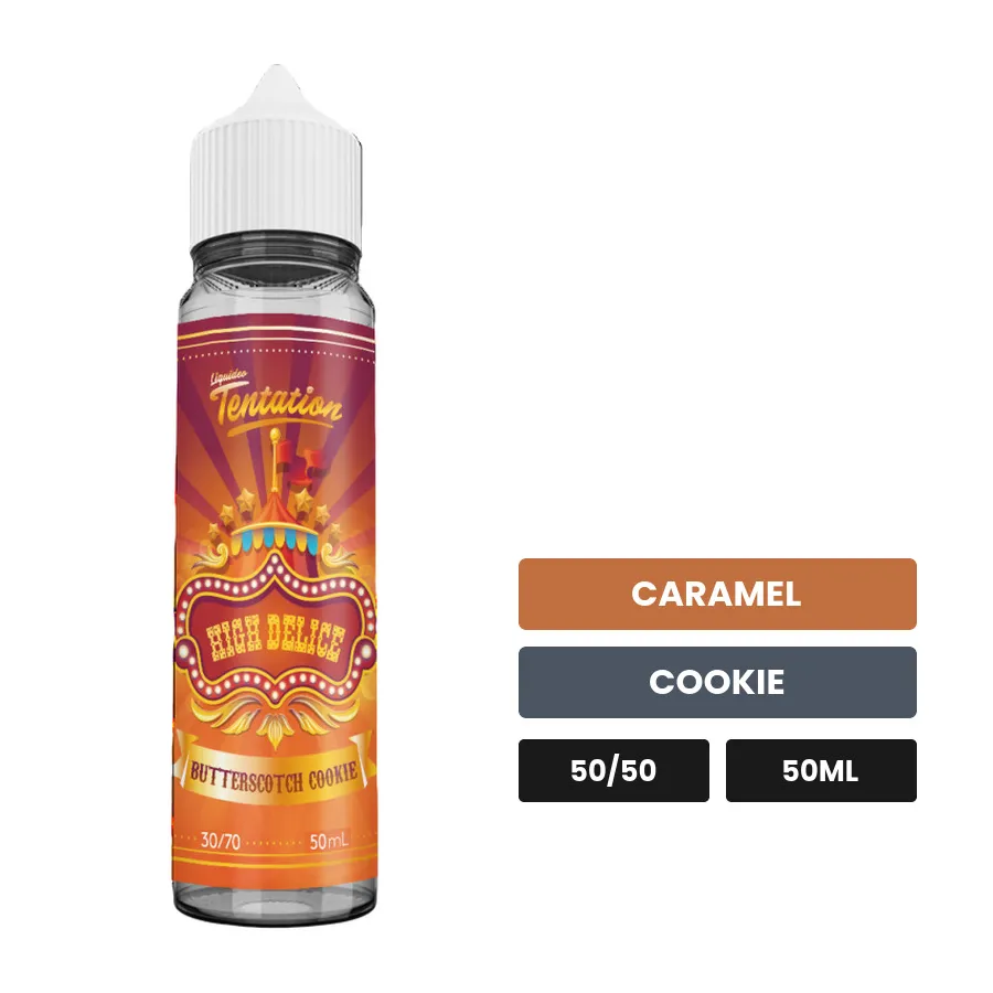 E-liquide Butterscotch Cookie Hd de Liquideo, 50 ml, saveurs caramel et cookie.